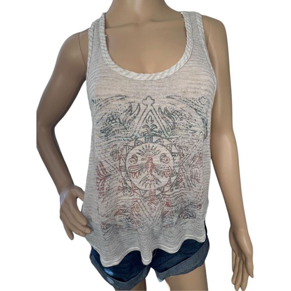 Charlotte Russe Flowy Razorback Striped Tank Top With Eagle Detail